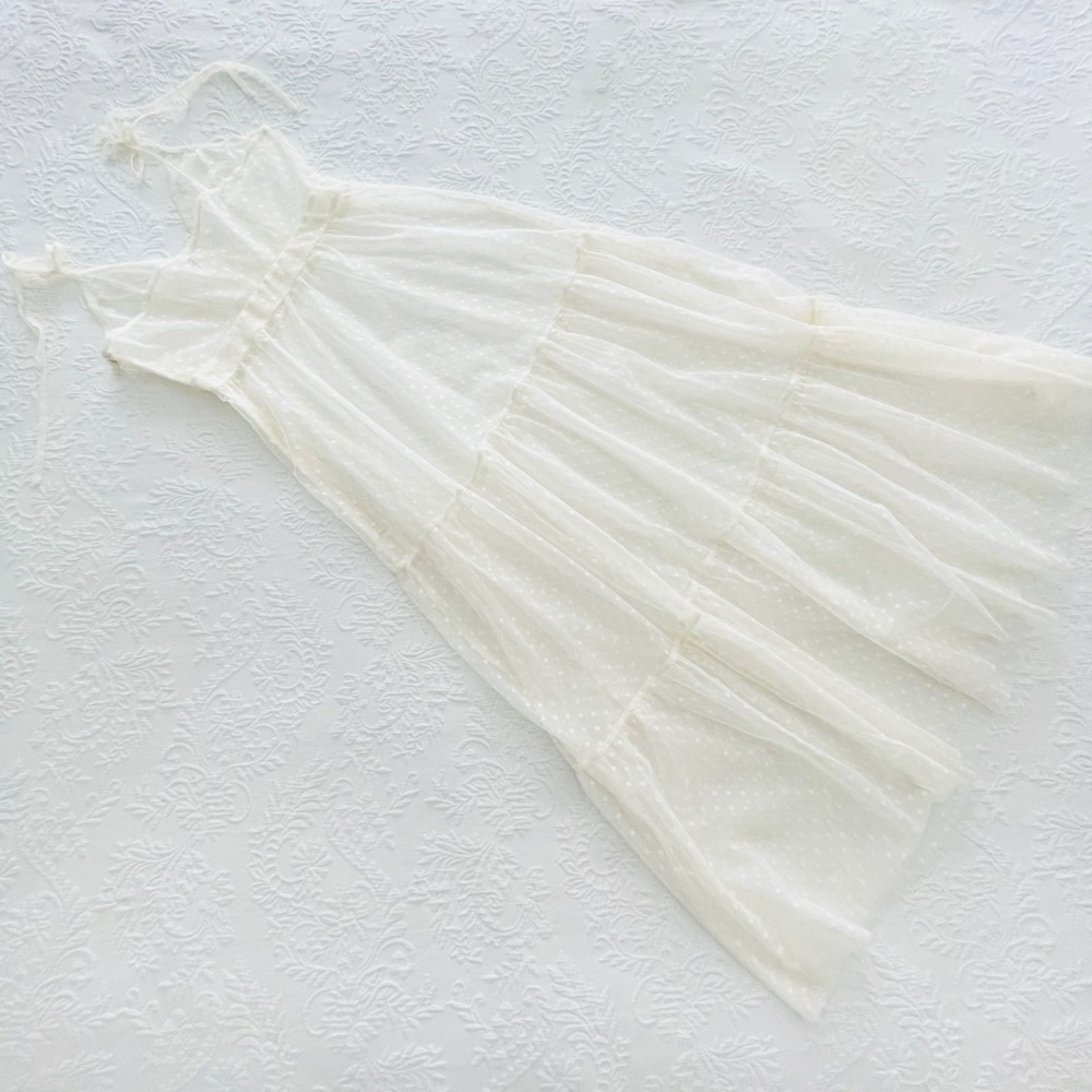 NWOT Lulus Cruise to Catalina Ivory Swiss Dot Sheer Maxi Swim Cover-Up Small - Picture 9 of 14